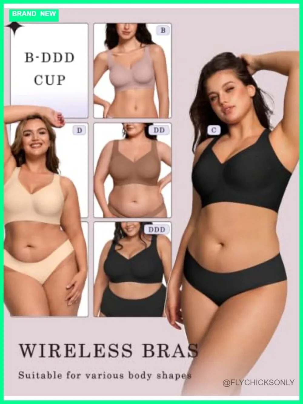 Wireless Push Up Bra Plus Size Full Coverage No Underwire Wide Straps